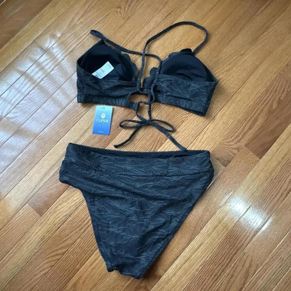 Cupshe Women's black grey Bikini and tankini sets